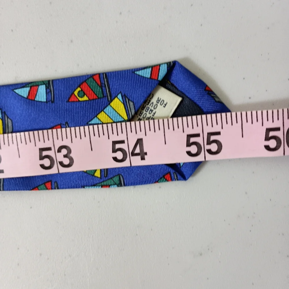 Gap Mens Nautical Tie 100% Silk Blue Traditional Sailboat Coastal Preppy Vintage